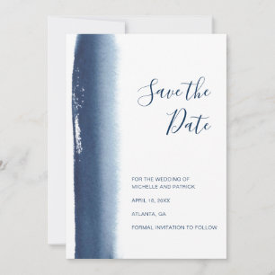Moderne Navy-Blau-Watercolor-Hochzeit Save The Date