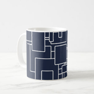 Moderne Navy Blau & Weiße Abstrakte Muster Kaffeetasse