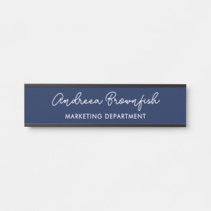Moderne Navy Blau Weiße Elegante Schrift Geschäft  Türschild
