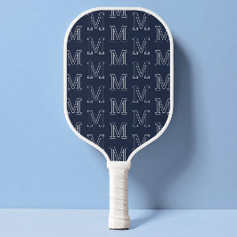 Moderne Navy Blau Weiße Minimalistische Monogramm- Pickleball Schläger