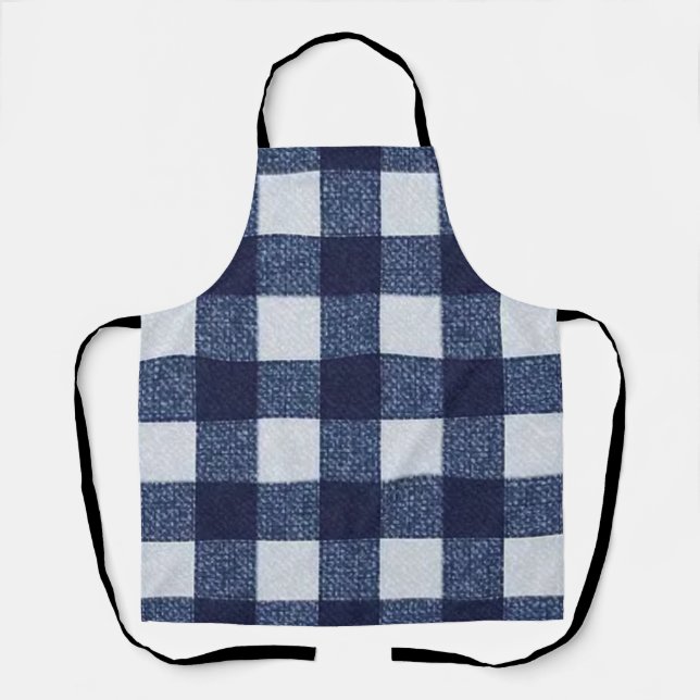 Moderne Navy-Blau-Weiße Schachbrettmuster  Schürze (Vorderseite)