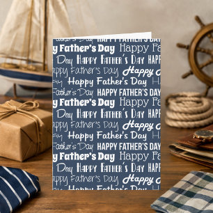 Moderne Navy Blau Weiße Typografie Vatertag Karte