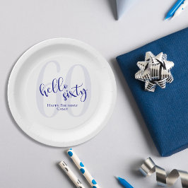 Moderne Navy Blue 60. Geburtstagspapier Plate Pappteller