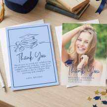 Moderne Navy-Blue-Abschlussfoto im Schriftstil