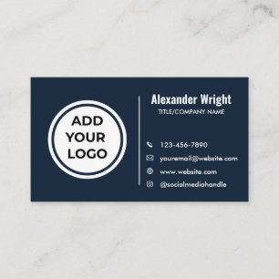 Moderne Navy-Blue-Add-Logo-Kontaktgeschäftskarte Visitenkarte
