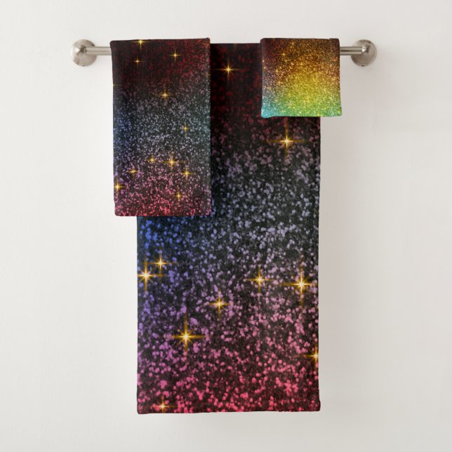 Moderne Navy Blue and Gold Glitzer Textur  Badhandtuch Set (Insitu)