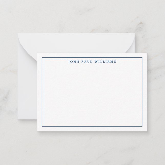 Moderne Navy Blue Beruflich Simple Thin Border Mitteilungskarte (Vorderseite)