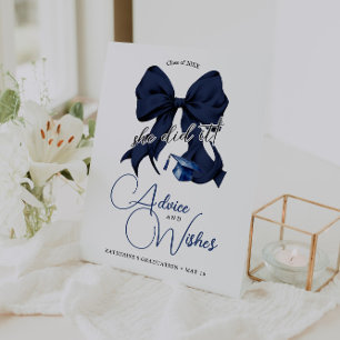 Moderne Navy Blue Bow Abschluss Beratung & Wünsche Sockelschild