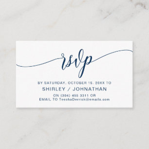 Moderne Navy Blue Calligraphy, Wedding RSVP Begleitkarte
