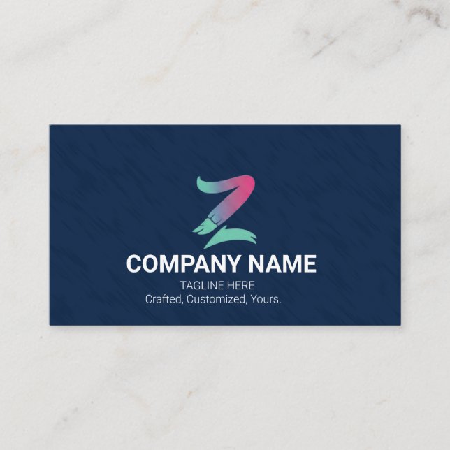 Moderne Navy-Blue Creative Gradient-Logo  Visitenkarte (Vorderseite)