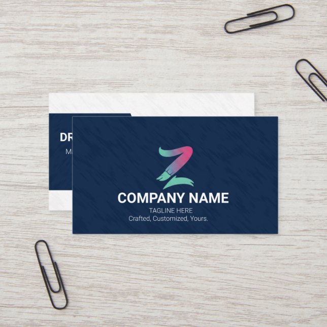 Moderne Navy-Blue Creative Gradient-Logo  Visitenkarte (Vorderseite/Rückseite Beispiel)