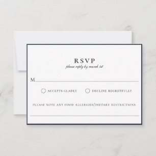 Moderne Navy Blue Food Allergie RSVP Card