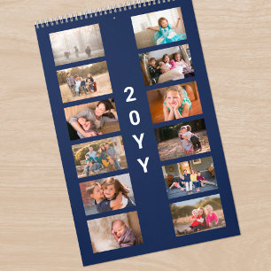 Moderne Navy-Blue-Fotoabdeckung Kalender