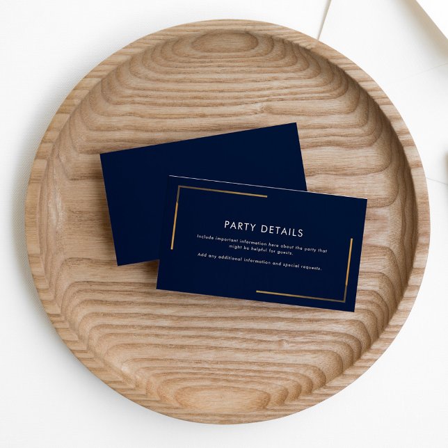 Moderne Navy Blue Gold Imitate Foil Geometric Begleitkarte (Graduation 2024 Navy Blue Party Details Enclosure Card)