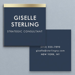 Moderne Navy Blue Gold Luxury Minimal Typografie Quadratische Visitenkarte