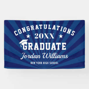 Moderne Navy Blue Graduation Party Banner