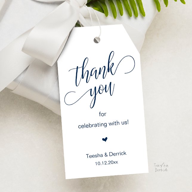 Moderne Navy-Blue-Hochzeitsgeschenke Danke Geschenkanhänger (Modern Classy Wedding Party Gifts Thank You Gift Tags in Navy Blue)