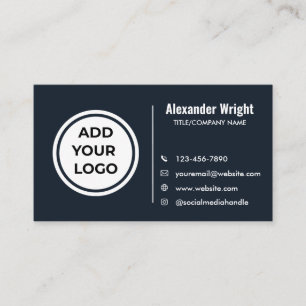 Moderne Navy-Blue-Logo-Kontakt Visitenkarte