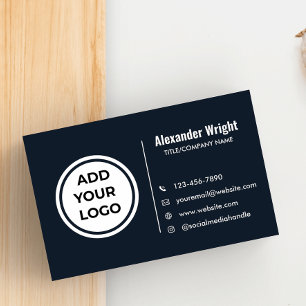 Moderne Navy-Blue-Logo-Kontakt Visitenkarte