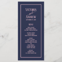 Moderne Navy Blue Pink Script Minimal Hochzeit