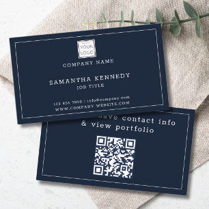 Moderne Navy-Blue-QR-Code mit individuellem Firmen Visitenkarte