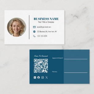 Moderne Navy-Blue-QR-Code-Unternehmensfoto individ Visitenkarte