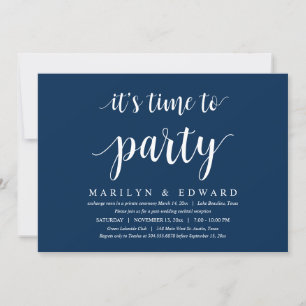 Moderne Navy-Blue-Schrift, Hochzeit Elopement-Einl Einladung