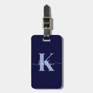 Moderne Navy-Blue-Schrift-Monogramm Gepäckanhänger