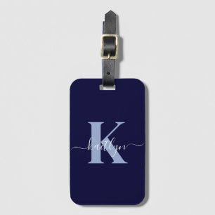Moderne Navy-Blue-Schrift-Monogramm Gepäckanhänger