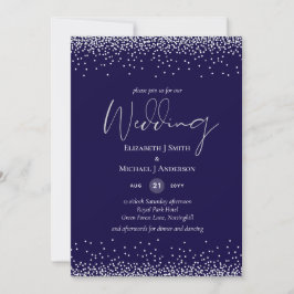 Moderne Navy Blue Silver Confetti Wedding