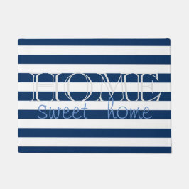 Moderne Navy Blue Stripes,Zuhause Sweet Zuhause Fußmatte