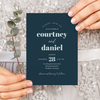 Moderne Navy Blue Trendy Mix Match Wedding Einladung