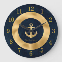 Moderne Navy Blue und Gold Nautical Anchor