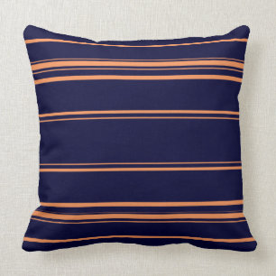 Moderne Navy Blue und Orange Streifen Kissen