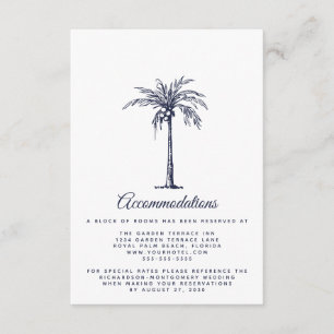 Moderne Navy-Blue-Unterkünfte für eine Palm-Beach- Begleitkarte