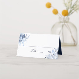 Moderne Navy Blue Watercolor Floral Platzkarte