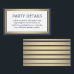 Moderne Navy Blue-, White & Gold Imitate - Details Begleitkarte<br><div class="desc">Kompliment marineblaue und goldene Party Einladungen und bieten wichtige Informationen für die Gäste mit eleganten passenden Einschließkarten. Alle Formulierungen auf dieser Vorlage sind einfach zu anpassen für jeden Anlass. Diese Karte enthält die Feste Details Ihrer Wahl wie Anfahrtsbeschreibung, Website, besondere Wünsche, Unterkünfte, Empfang, uAwg, etc. Das Design besticht durch eine...</div>