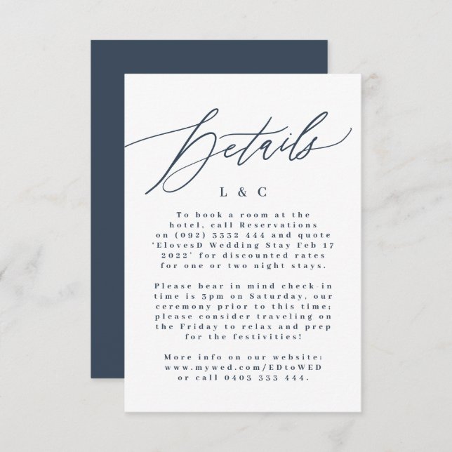 Moderne Navy Blue & White Simple Monogram Wedding RSVP Karte (Vorne/Hinten)