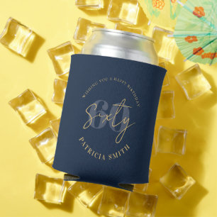Moderne Navy Elegant 60. Geburtstag Dosenkühler