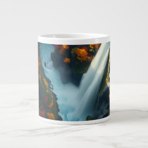 Moderne Navy- & Gold-Abstrakte Bergspitze – Luxus Jumbo-Tasse