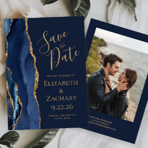 Moderne Navy Gold Achat Foto Save The Date