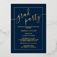 Moderne Navy Gold Graduation Party