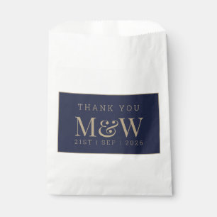 Moderne Navy Gold Monogram Wedding Vielen Dank Geschenktütchen