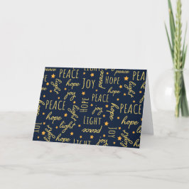 Moderne Navy & Gold W/Weihnachtsschrift anpassen Feiertagskarte