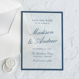 Moderne Navy-Grenz-Hochzeit - Rettet das Datum Acryleinladungen
