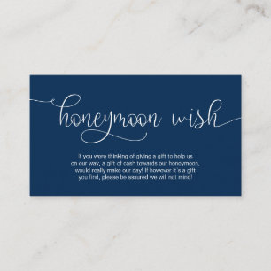 Moderne Navy Handschrift Design, Honeymoon Wish Begleitkarte