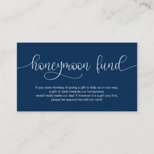 Moderne Navy Handschrift Design, Honeymoon Wish Begleitkarte
