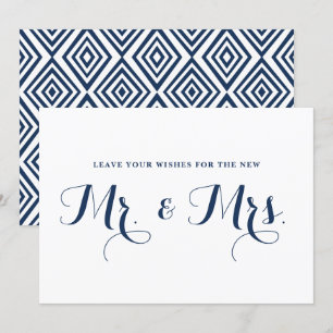 Moderne Navy-Kalligrafie-Wünsche für Mr. & Mrs. Sc Einladung