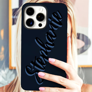 Moderne Navy Minimalistische Schrift Name iPhone 16 Pro Max Hülle