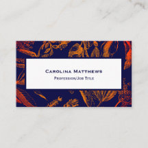 Moderne Navy Orange Blätter floral